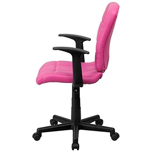 Set Of 4 Executive Mid Back Home Office Computer Desk 360-Degree Swivel Seat With Armrest - Pink/1972 #TOP2