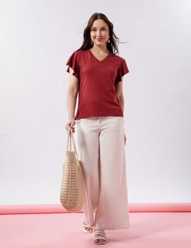 Image of FYLTR Women's Soft Cotton Blend Fashion Top with Ruffle Sleeves | Tops for Women | Tops for Women Western