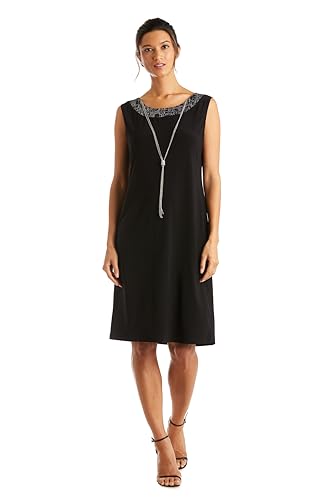 Elegant 2 PC Metallic Knit Classic Jacket Dress W/Detachable Necklace3