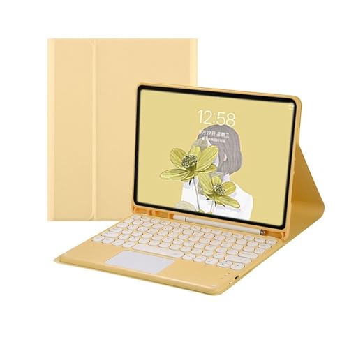 Clavier iPad Pro 13 2024 pour travailler partout avec étui antichoc jaune et TPU