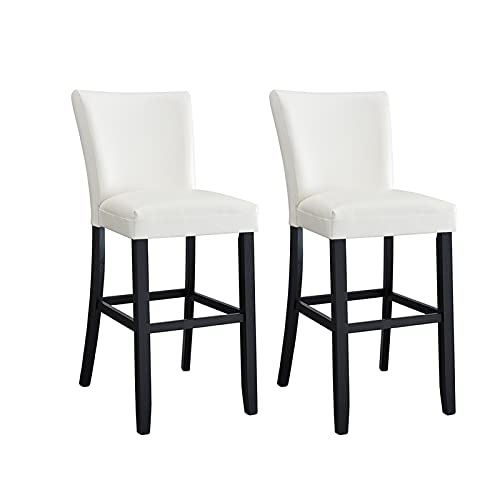 Chaise de bar rétro en chêne avec siège rembourré | Lot de 2