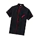 Cabilock Unisexe Chef Manteau Noir à Manches Courtes Chef Veste Uniforme Service Alimentaire Restauration Chemise Tissu pour Hôtel Restaurant Boulangerie Cuisinière Taille M