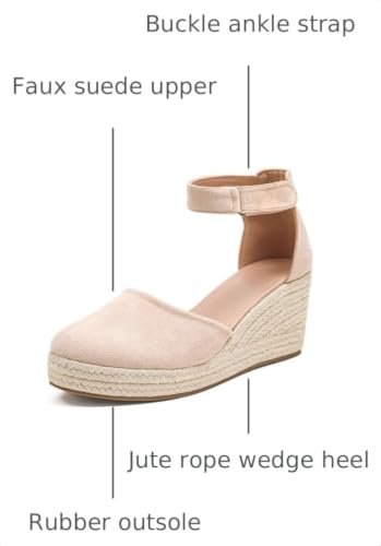 Image of Womens Espadrilles Sandals, Closed Toe Platform for Women Ankle Strap Casual Comfortable Wedge Sandals