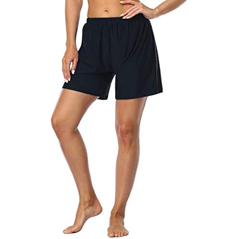 Firpearl Women's Swim Shorts High Waisted Board Shorts Sport Boyleg Swim Trunk Swimsuit Bottoms Black US16 Cover