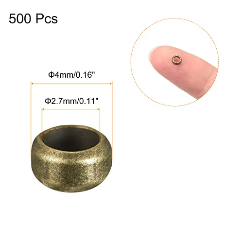 Cuentas de crimpado redondas de 4 mm para hacer joyas, tapones de extremo de bronce para bricolaje 3
