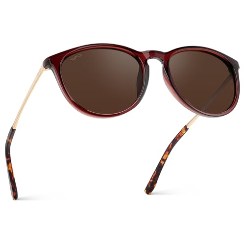 Image of WearMe Pro Round Polarized Sunglasses for Women - UV400 Protection, Lightweight Frame, Vintage Retro Style
