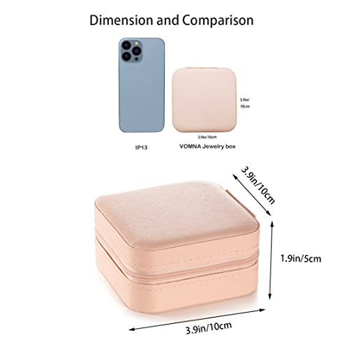 Mini Jewelry Travel Case,Small Jewelry Box,Traveling Jewelry Organizer,Portable Jewellery Storage Holder For Rings Earrings Necklace Bracelet Bangle Organizer,Boxes Gifts For Girls Women(Pu-Pink)] 1 Pack #TOP4