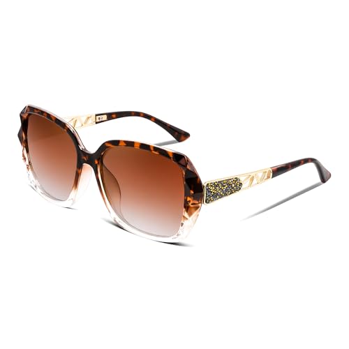 Image of FEISEDY Oversized Sunglasses for Women Square Polarized Sparkling Frame B2289