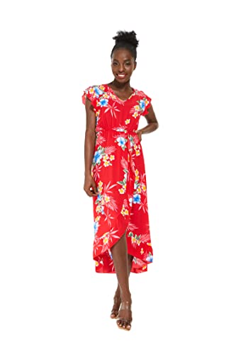 Image of Matchable Family Hawaiian Luau Men Women Girl Boy Clothes in Hibiscus Red