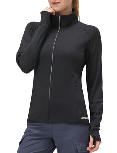 Image of Women's UPF 50+ UV Sun Protection Clothing Long Sleeve Athletic Hiking Shirts Lightweight SPF Zip Up Outdoor Jacket
