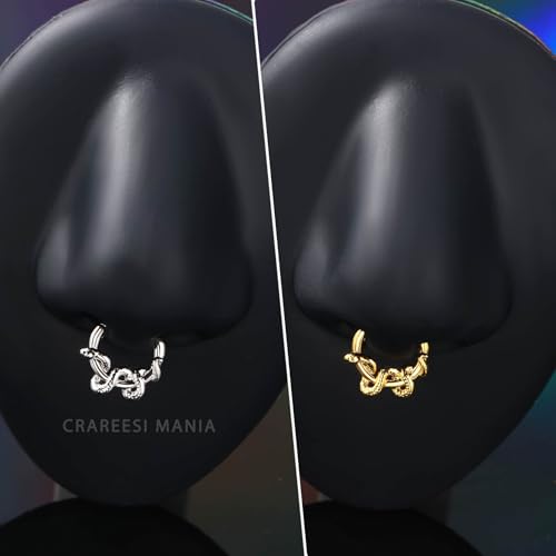 CM Crareesi Mania Snake Septum Rings 316L Stainless Steel Septum Piercing Jewelry 16G Daith Piercing Jewelry Burn Silver Daith Helix Earrings for Men4