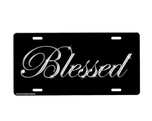 Blessed Novelty Car Tag Metal Sign with Custom Background Options
