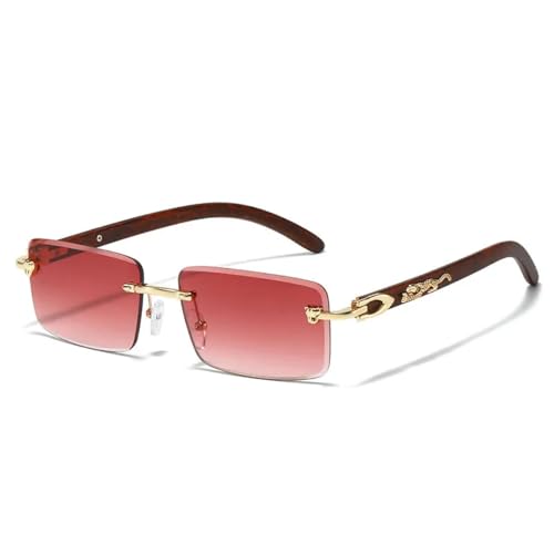 Lunettes de soleil rectangulaires élégantes et transparentes sans monture de qualité
