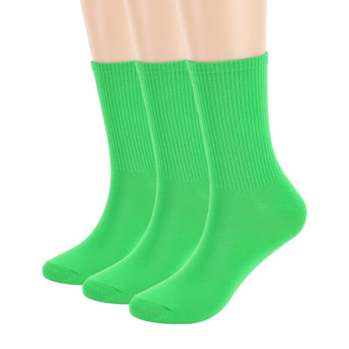 Image of Womens Colorful Basic Sock -Unique Knit Cotton Crew Socks 3 Pack