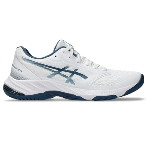 Asics Men's Netburner Ballistic FlyteFoam 3 Volleyball Shoes, 6, White/Vintage Indigo
