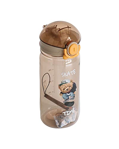 Image of MARKET 99 Plastic Animal Printed With Quotes Water Bottle For Home Office Travel School Gym Yoga Sipper School Kids BPA Free & Leak Proof Dishwasher Safe, Brown 550 Ml