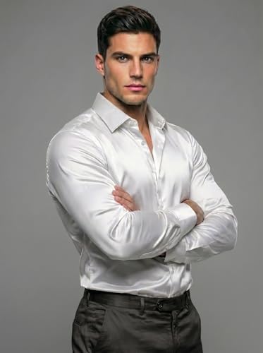 Image of Diverse Men's Satin Casual Shirt | Premium Solid Poly Satin | Wrinkle-Free, Full Sleeve Regular Fit Office, Business Wear