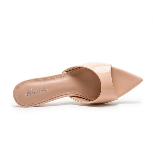 Image of Arromic Womens Kitten Heel Sandals,Pointed Round Open Toe Slides 5mm high elastic latex Sexy 2.3 Inch Stiletto Heeled for Party Wedding Daily