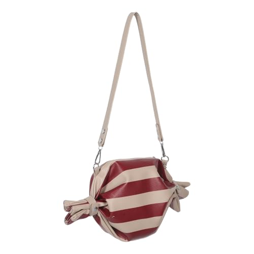 Sac bandoulière femme rayé rouge et beige en similicuir moyen et léger pour le quotidien
