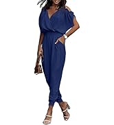 Dokotoo Jumpsuit for Womens Dressy Casual 2026 One Piece Romper Cold Shoulder Outfits for Summer