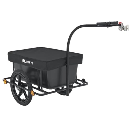 Juskys Fahrradanhänger 90 Liter - Lastenanhänger mit Kupplung, Deichsel — Anhänger für Fahrrad 40/80 kg Zuladung - Transportanhänger mit Schutzplane Juskys Fahrradanhänger 90 Liter - Lastenanhänger mit Kupplung, Deichsel — Anhänger für Fahrrad 40/80 kg Zuladung - Transportanhänger mit Schutzplane