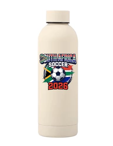 ALLNTRENDS Soccer Fan Water Bottle Tournament 2026 All Countries Reusable Sports Drink (White, South Africa)