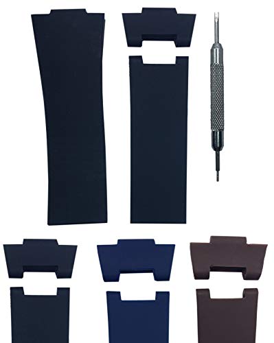 12x25mm Watch Band Strap Compatible with Ulysse Nardin Marine Diver | Free Spring Bar Tool (Black)