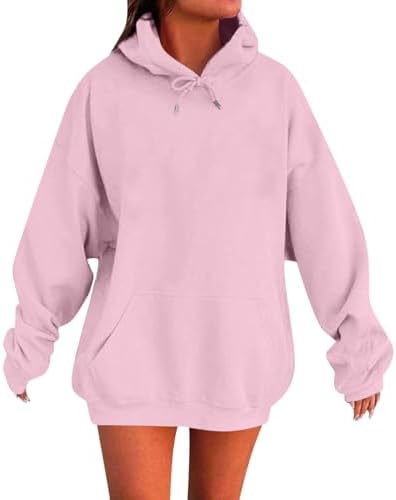 Hoodies for Women Oversized Fall Fashion Lightweight Long Sleeve Pocket Sweatshirt Hooded Casual Winter Warm Clothes