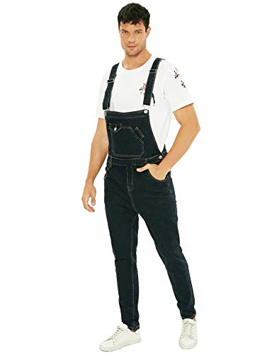 Sokotoo Men's Casual Slim Pocket Denim Bib Overalls Size 30