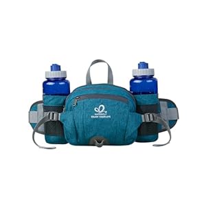 WATERFLY Fanny Pack Waist Bag: Fannie Pack 2 Water Bottle Holders Lumbar Belt Hiking Walking Running Jogging Camping Large Woman Man (Bottle Not Included)