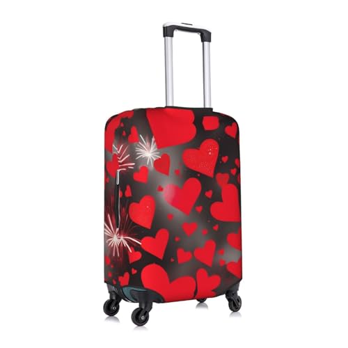 Red Hearts Firework Print Luggage Cover For Travel Women Men Suitcase Covers Dust Cover Luggage Sleeve Protector3