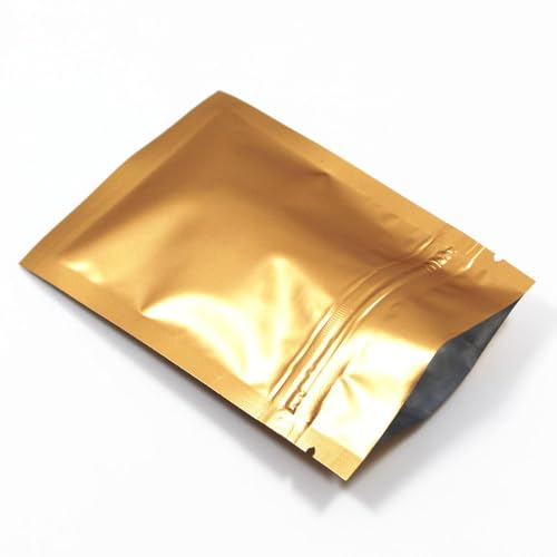 WACCOMT Pack 100 Piezas Bolsa de Embalaje de Papel de Aluminio Mate de Bolsa con Cremallera Café Almacenamiento Bolsa de Mylar (Dorado Mate, 15x22cm (5.9x8.6 inch))