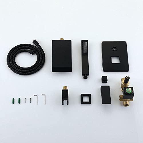 Robinet de bain cascade mural kit douche chaud froid pommeau tuyaux LUNEZY noir - 3