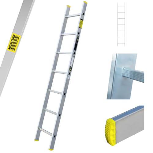 Bayersystem BS-DJ 1x7 Aluminium Anlegeleiter, 7 Sprossen, bis 150 kg belastbar, Leiterhöhe 1,91 m, â€¦ – Miniatur