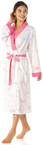 Robe de chambre longue de luxe en jersey polycoton pour femmes UK 10-24, rose, 46-48