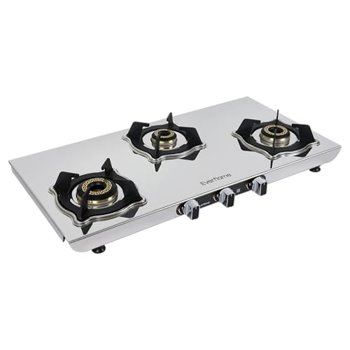 Image of Everflame Marvel 3 Burner Gas Stove | Manual Ignition | 6G Series Brass Burner | ISI Certified SS Cooktop | 5 Years Warranty on (Body & Burners) + 2 Year Comprehensive Warranty + Doorstep Service