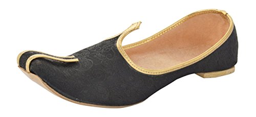 Indicraft Handcrafted ethnic Patiyala Punjabi Khussa Sherwani & Wedding Collection Black Color Men's Juti Jutti Mojari For Christmas & New Year Gift uk-10