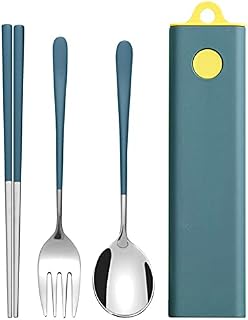 3Pcs Portable Cutlery Set, Travel Cutlery, Stainless Steel Flatware Set with Case, Fork Spoon Chopsticks Utensils Set, for Home/Office/Party/Travel