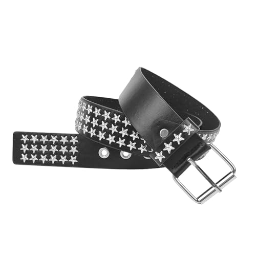 Fashionable Large Eyelet Belt For Female With Star Rivet Western Waistband Hiphop PU Leather Waiststrap For Dresses