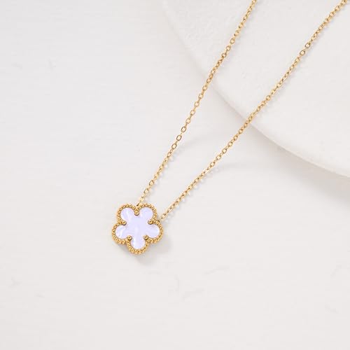 Image of Billet-doux 14k Gold-Plated Clover Necklace for Women, Sparkling Four-Leaf Shiny Clover Pendant with Dazzling Pave CZ Halo, Adjustable Size, Trendy Jewelry Gifts Perfect for Her