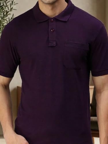 Image of Lux Cozi Men's T-Shirt with Chest Pocket | Polo T-Shirt for Man | Plain Casual Stylish | Half Sleeve| Cotton Blend Collar Polo T-Shirts for Men