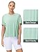 THE GYM PEOPLE Women's Short Sleeve Workout T-Shirts Back Loose Fit Running Yoga Tee Tops Light Green