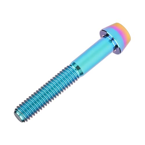 Image of Titanium Ti Bolt M5x9 16 18 20 25 30 35 40 45 50 55 60mm Tapered Head Screws Pack of 4 (M5x40mm, Iridescent Blue)