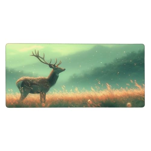 Alfombrilla Gaming, Alfombrilla Ratón Grande, Alargar Lavable la Almohadilla del Ratón, Base Antideslizante de Caucho, Mejora de la Velocidad y la Precisión, PC, 800x400x4mm, Ciervo Animales Z-484