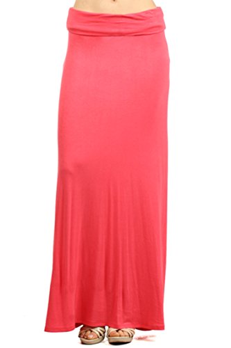Elegant High-Waisted Maxi Skirt for Every Occasion Coral 3XL