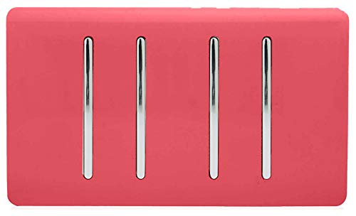 Trendi 4 Gang 3 Way Intermediate Artistic Modern Glossy 10 Amp Rocker Light Switch Strawberry