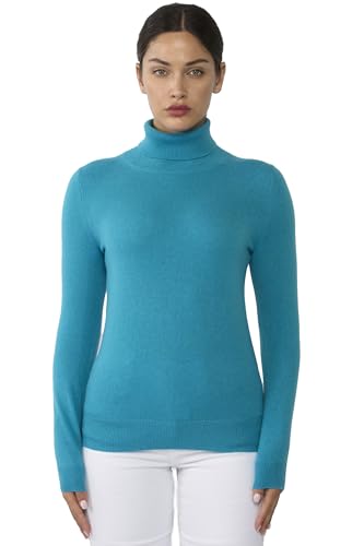 JENNIE LIU Women's 100% Pure Cashmere Long Sleeve Pullover Turtleneck Sweater