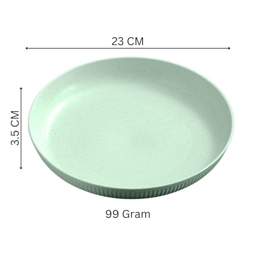 Image of Wheat Straw Dinner Plate Set, Eco-Friendly Dinner Set Round Serving Plate, Dishwasher & Microwave Safe - Perfect for Dinner Dishes Deep Plates Easy to Clean (Green, Medium)