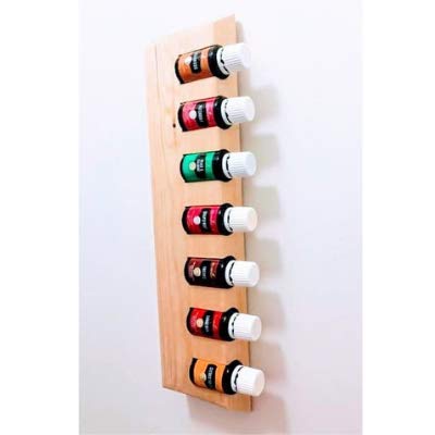 AG Essential Designs - Essential Oils Set Wall Mounted Essential Oils Bottle Holder-Storage Box Unit for 15ml Bottles Wood Display Essential Oil Blends, Holds 7 bottles