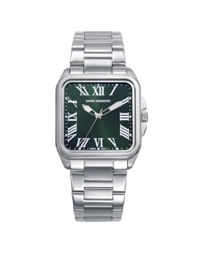 Mark Maddox MM0143-62 – Reloj Mujer Analógico Tres Agujas, Caja y Brazalete de Acero, Esfera Verde con Números Romanos, Cristal Mineral Mark Maddox MM0143-62 – Reloj Mujer Analógico Tres Agujas, Caja y Brazalete de Acero, Esfera Verde con Números Romanos, Cristal Mineral